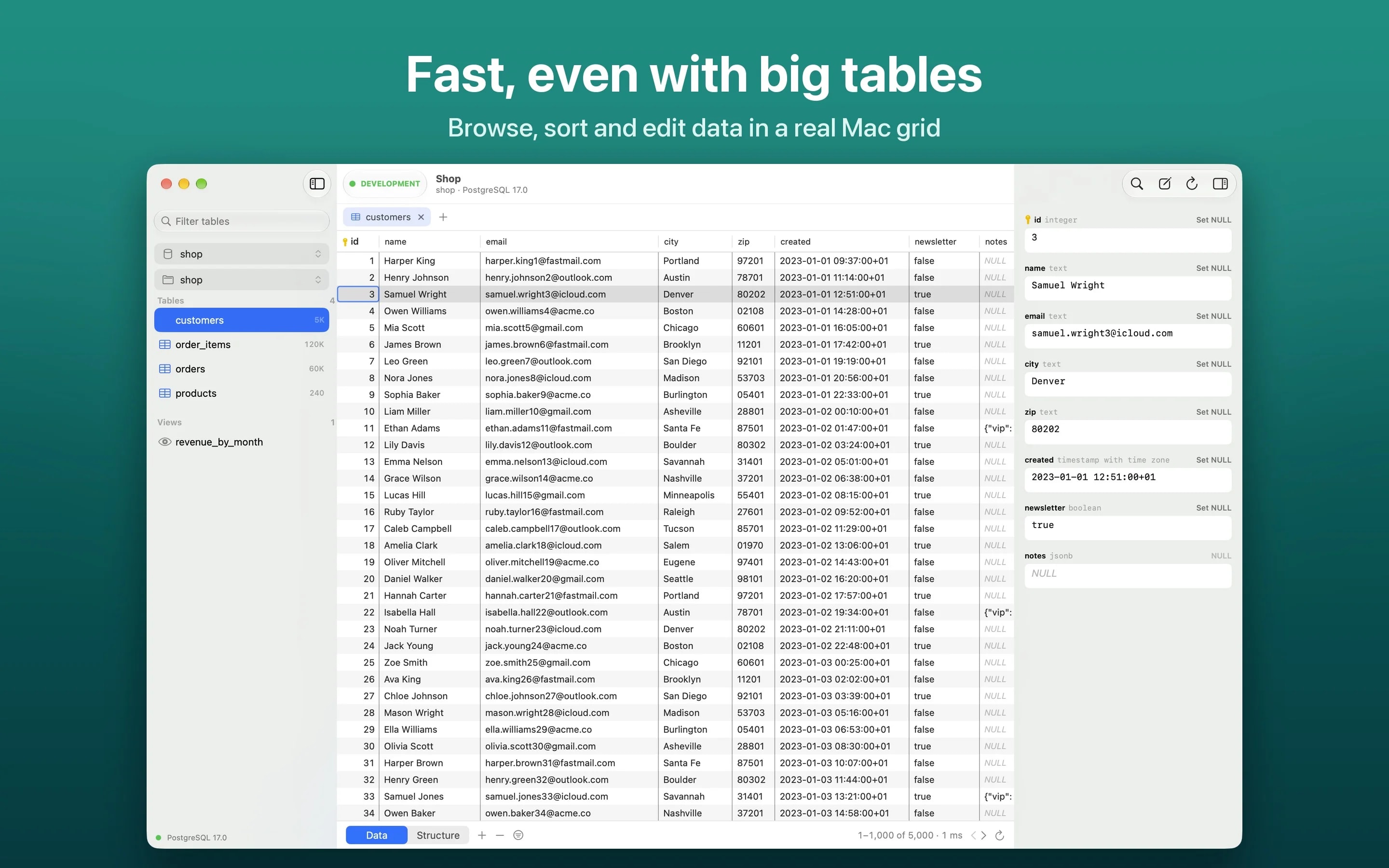 Tabel screenshot 1