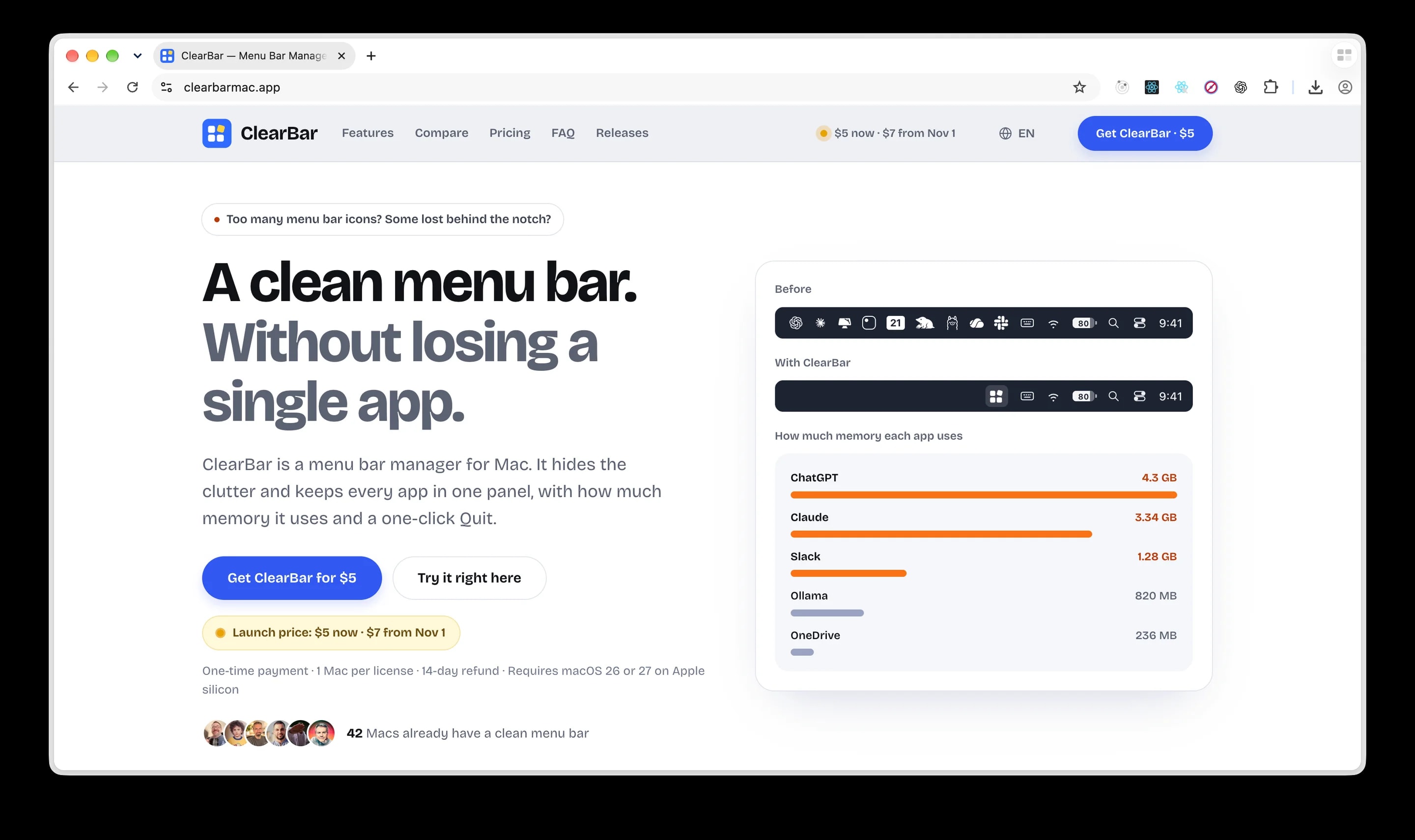 ClearBar screenshot 1