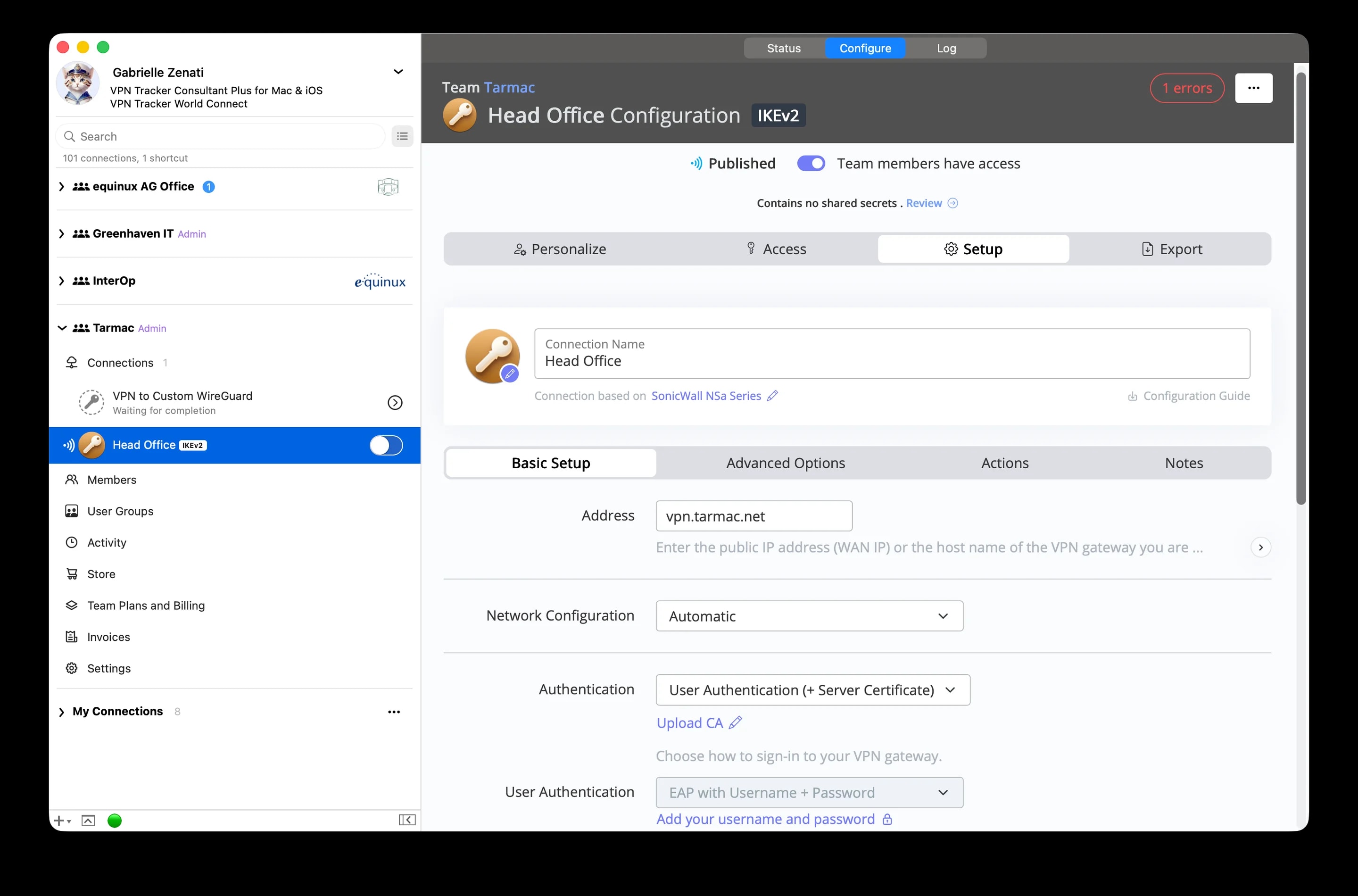 VPN Tracker for Mac screenshot 3