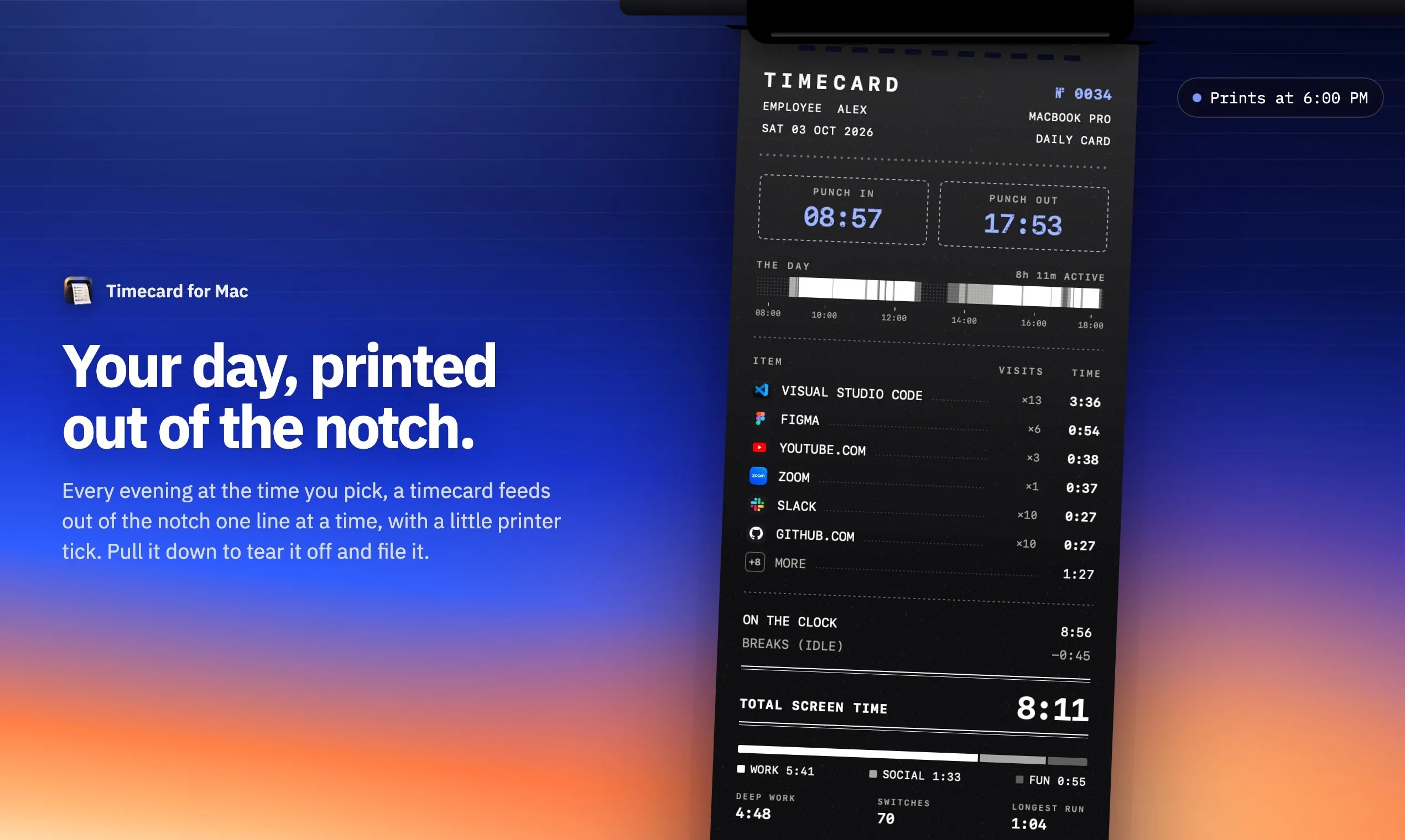 Timecard screenshot 2